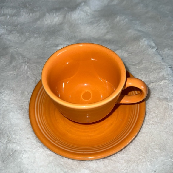 Fiestaware Persimmon Orange Tangerine Cup And Saucer Set Made In USA - Picture 2 of 4